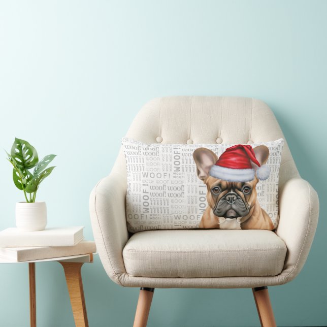 Coussin Rectangle Amoureux des chiens Noël Mignon Bouledogue Françai (Chaise)