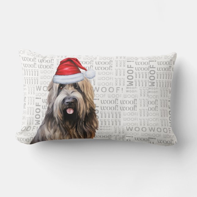 Coussin Rectangle Amoureux des chiens Noël mignon Briard Shepherd Ho (Recto)
