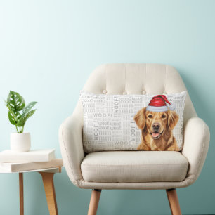 Coussin Rectangle Amoureux des chiens Noël mignon Golden Retriever H