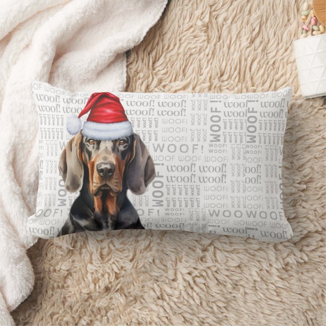 Coussin Rectangle Amoureux des chiens Noël Noir Tan Coonhound (Couverture)