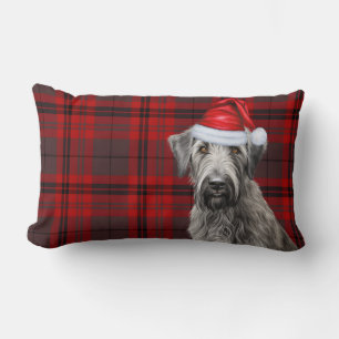 Coussin Rectangle Amoureux des chiens Noël Wolfhound Rouge Carreaux