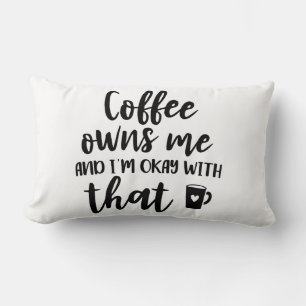 Coussin Rectangle Amoureux du café Accro à la caféine Noir Blanc
