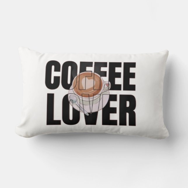 Coussin Rectangle Amoureux du café – Accro du café Désir de caféine  (Recto)