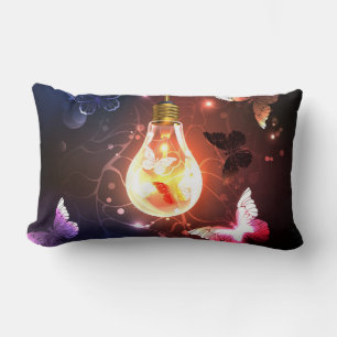 Coussin Rectangle Ampoule lumineuse avec papillons nocturnes