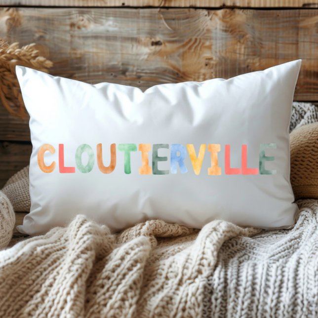 Coussin Rectangle Amusant Coloré Aquarelle Cloutierville Louisiane (Créateur téléchargé)