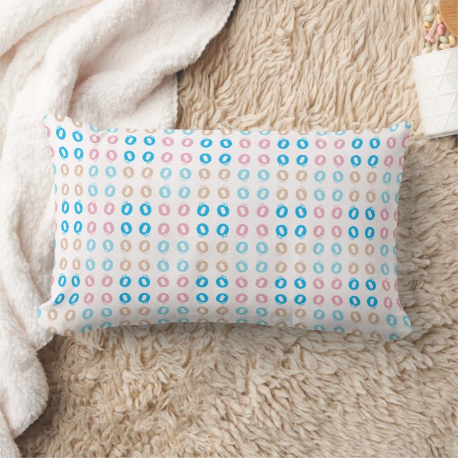 Coussin Rectangle Amusant Élégant Monogramme Rose Bleu Enfants Lette (Couverture)