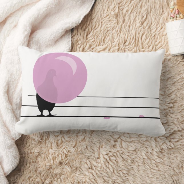 Coussin Rectangle Amusant mignon Bubble rose Oiseaux de gomme sur un (Couverture)