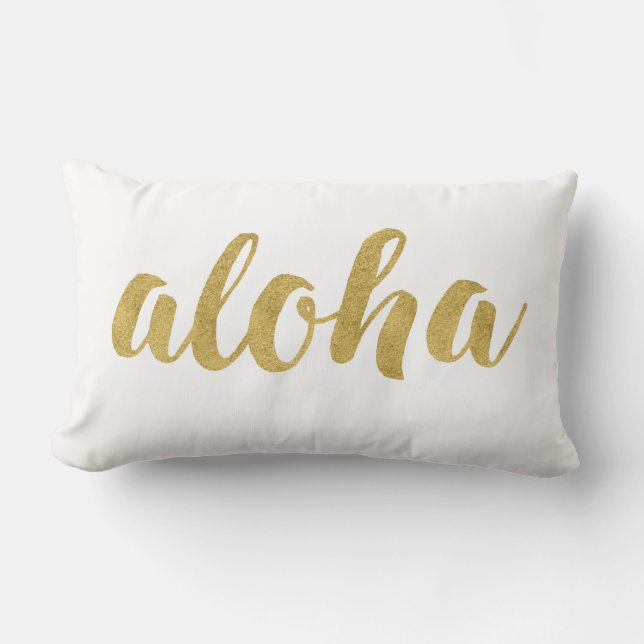Coussin Rectangle Amusement Élégant Bonjour Aloha En Or Décoratif (Recto)