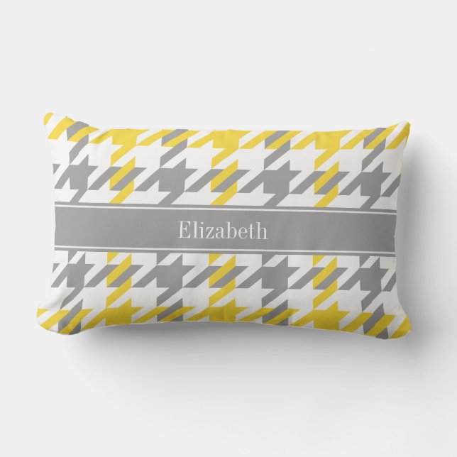 Coussin Rectangle Ananas Blanc Gris Foncé Toile Chien Monogramme Nom (Recto)