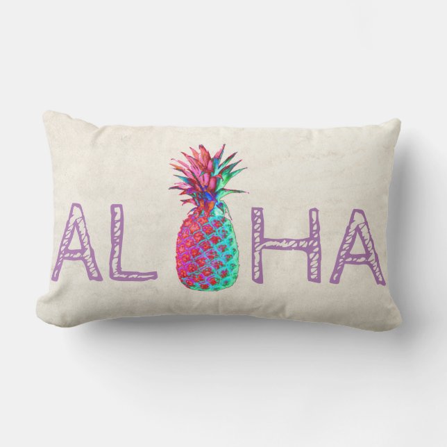 Coussin Rectangle Ananas Hawaïen Adorable Aloha (Recto)