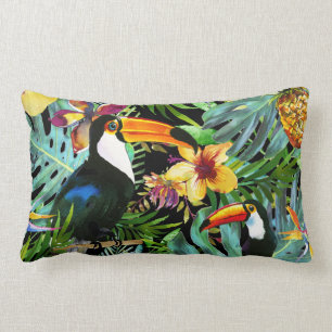 Coussin Rectangle Ananas tropical de paume de paradis de toucan