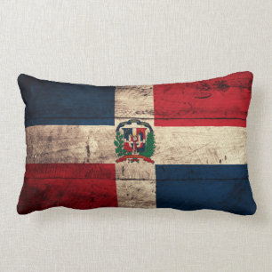 Coussin Rectangle Ancien drapeau en bois de République Dominicaine
