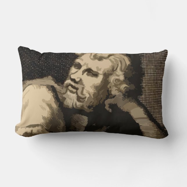 Coussin Rectangle Ancient Roman Mythology Statue Sepia Accent Pillow (Recto)