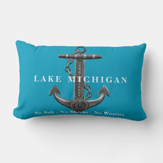 Coussin Rectangle Ancrage de pirate nautique en détresse du lac Mich (Recto)