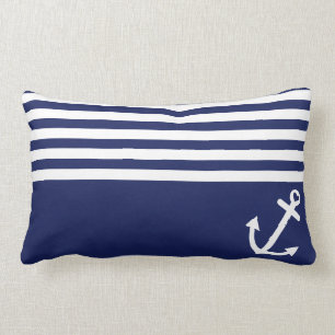 Coussin Rectangle Ancre d'amour de bleu marine nautique