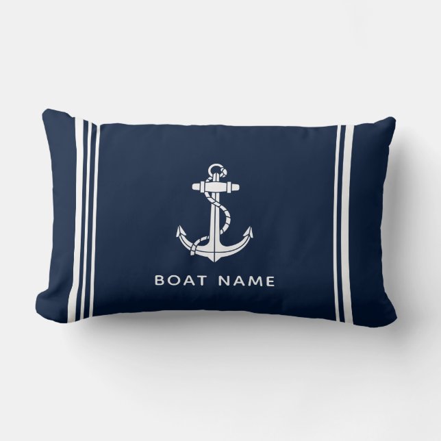 Coussin Rectangle Ancre de bateau élégante et nom (Recto)