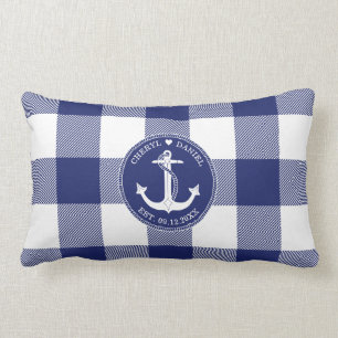 Coussin Rectangle Ancre nautique Mariage de Plaid de Buffalo Bleu