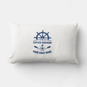 Coussin Rectangle Ancre nautique traversé Oars & Navires Roue Blanc