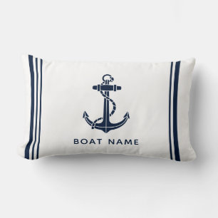 Coussin Rectangle Ancres de bateau personnalisées et bandes de nom