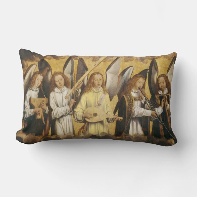 Coussin Rectangle anges musiciens par panneau gauche Memling (Recto)