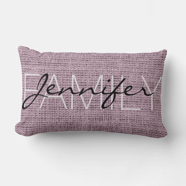 Coussin Rectangle Anglais lavande Rustique Burlap Monogramme (Recto)