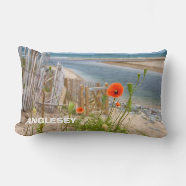 Coussin Rectangle Anglesey Wales Vue Pittoresque Plage Et Poppies Sa (Recto)