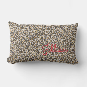 Coussin Rectangle Animal Empreinte de léopard Neutrals Rouge NOM Chi