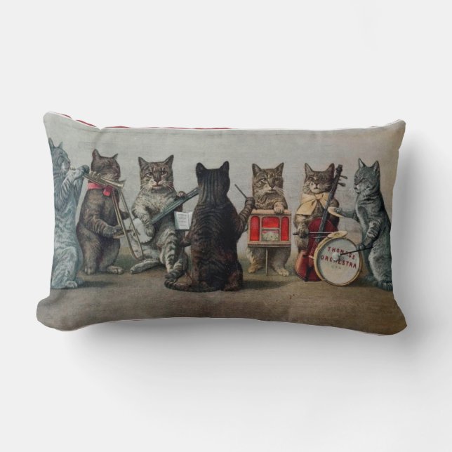 Coussin Rectangle animation vintage de chats (Recto)