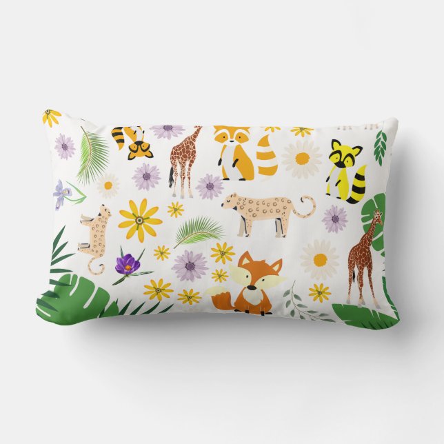 Coussin Rectangle Animaux de bébé adorables et mignons nurserie safa (Recto)