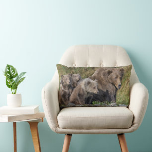 Coussin Rectangle Animaux de bébés cutest Kodiak Mama Bear & Cubs