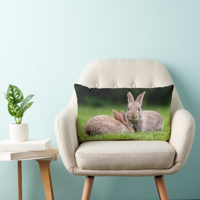 Coussin Rectangle Animaux de bébés cutest | Lapins de lapin sauvage (Chaise)