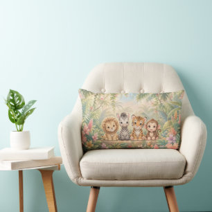 Coussin Rectangle Animaux de la jungle tropicale pour bébé