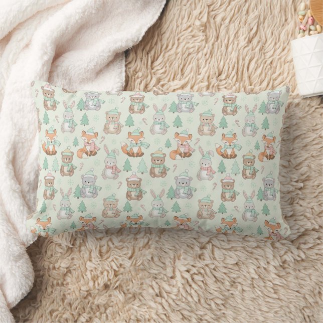 Coussin Rectangle Animaux de Noël mignons motif sans couture (Couverture)