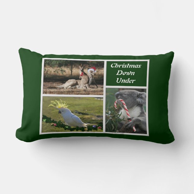 Coussin Rectangle Animaux de Noël Style Austral - Personnalisable (Recto)