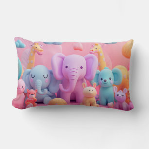 Coussin Rectangle Animaux doux aux couleurs pastel