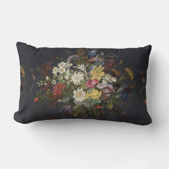 Coussin Rectangle Anna Stainer-Knittel Fleurs alpines Vintages (Recto)