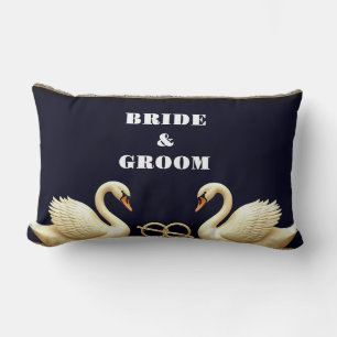 Coussin Rectangle Anneaux de Mariage avec un Couple de Cygnes Romant