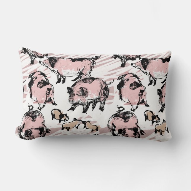 Coussin Rectangle Année chinoise du porc 2019 Dessin original Lumbar (Recto)
