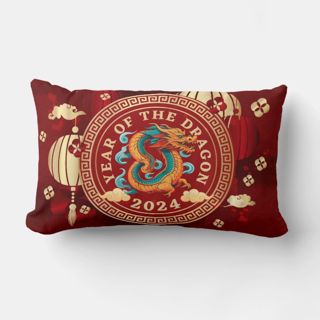 Coussin Rectangle Année du Dragon 2024 | SIGNE Zodiaque chinois (Recto)