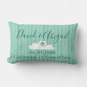 Coussin Rectangle Anniversaire du coeur du cygne 25 ans ensemble