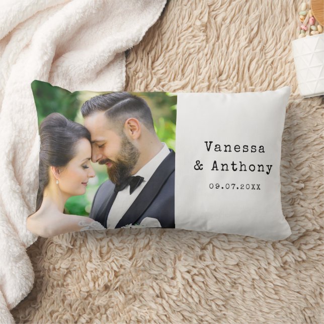 Coussin Rectangle Anniversaire du Mariage photo personnalisé (Couverture)