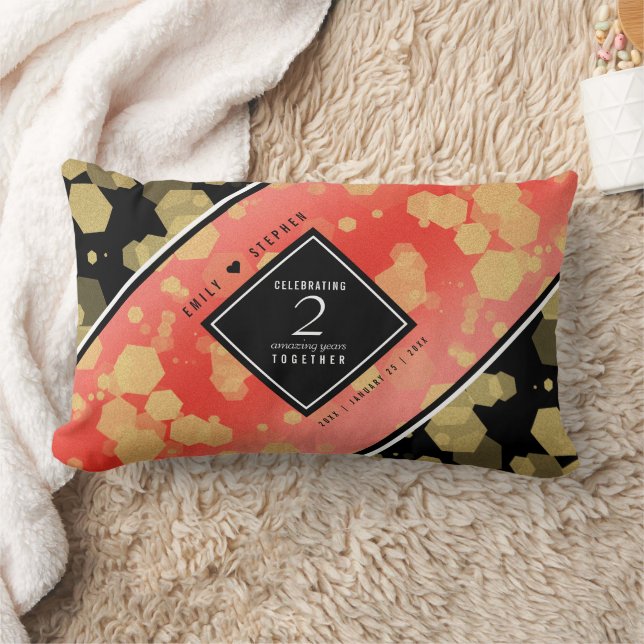 Coussin Rectangle Anniversaire élégant du 2ème Mariage Garnet (Couverture)