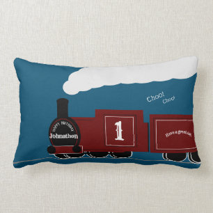 Coussin Rectangle Anniversaire personnalisé du train à vapeur
