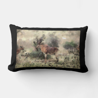 Coussin Rectangle Antelope sauvage Beau animal peint Abstrait