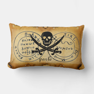 COUSSIN RECTANGLE ANTIQUE TALISMAN / PIRATES CARTE DU TRÉSOR