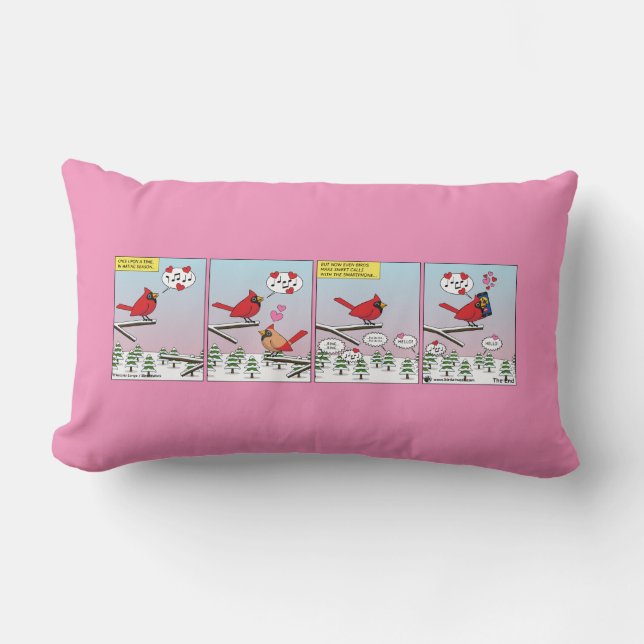 Coussin Rectangle Appels de accouplement d'oiseaux modernes comique (Recto)