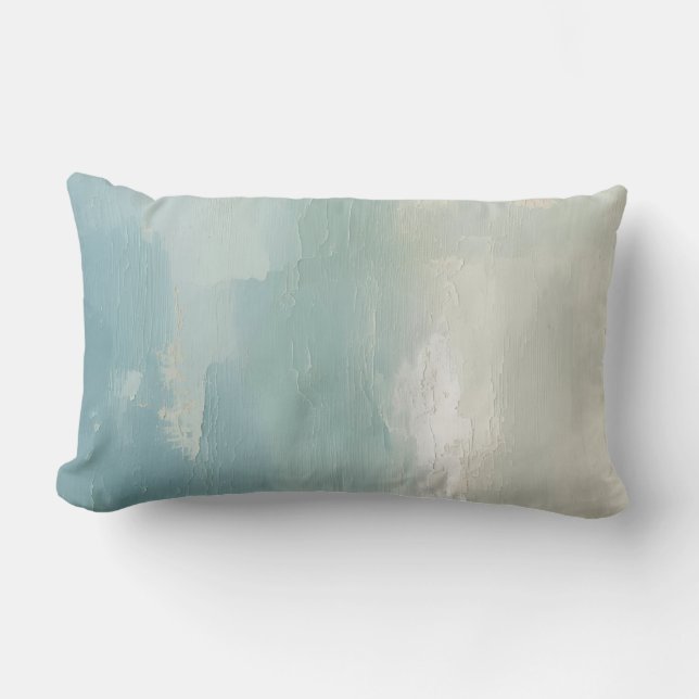 Coussin Rectangle Aqua Bleu Mer Vert Sarcelle Beige Aquarelle 40cm (Recto)