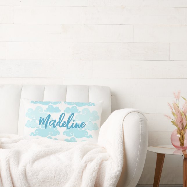 Coussin Rectangle Aqua Blue Chinoiserie Nuage Nom (Canapé)