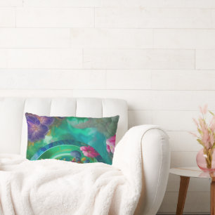 Coussin Rectangle Aqua Floral Jardin sous-marin Abstrait