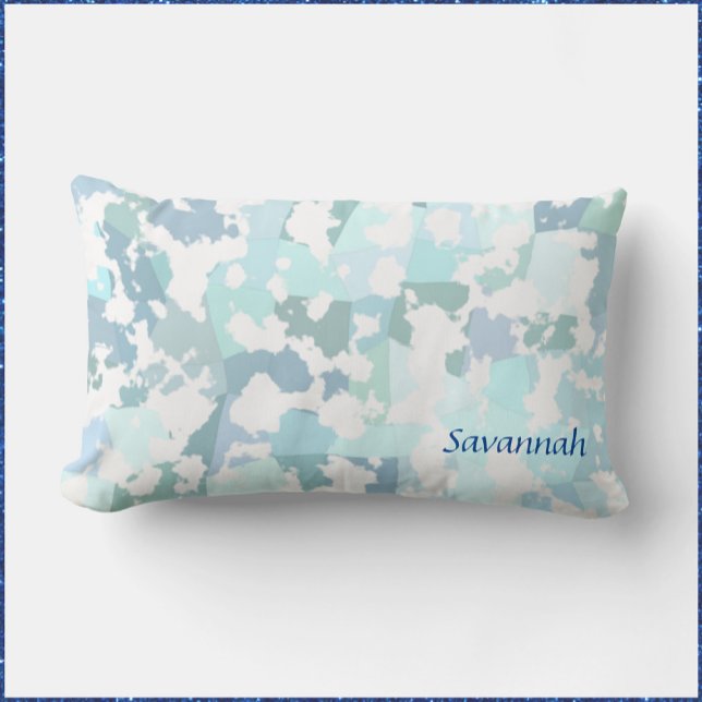Coussin Rectangle Aqua Gris et blanc Géométrique Abstraite (Bookmark my store! https://www.zazzle.com/store/capricepetit)